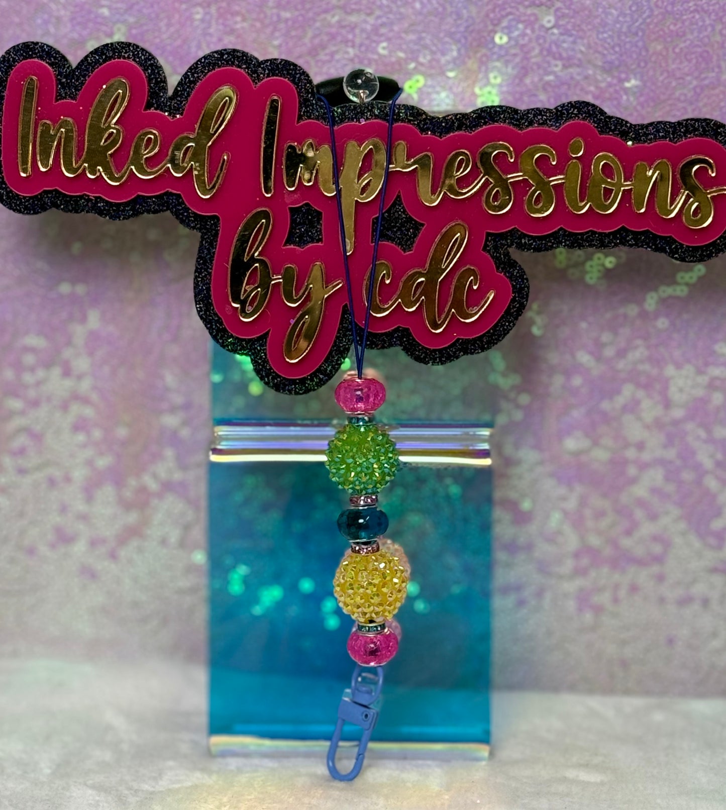 Rainbow Colored Rhinestone Beaded Freshie Hanger