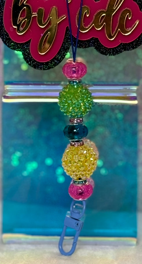 Rainbow Colored Rhinestone Beaded Freshie Hanger