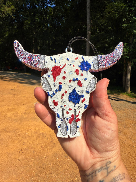 Paint / Blood Splatter Bull Skull Freshie ~ MTO