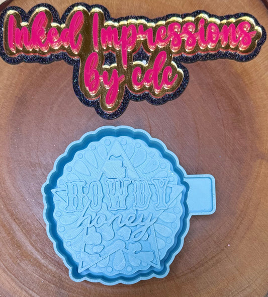 "Howdy Honey" cow print star cabochon mold