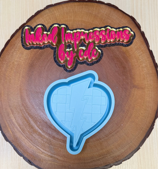 Checkered Heart with a Lightning Bolt Inside Mold