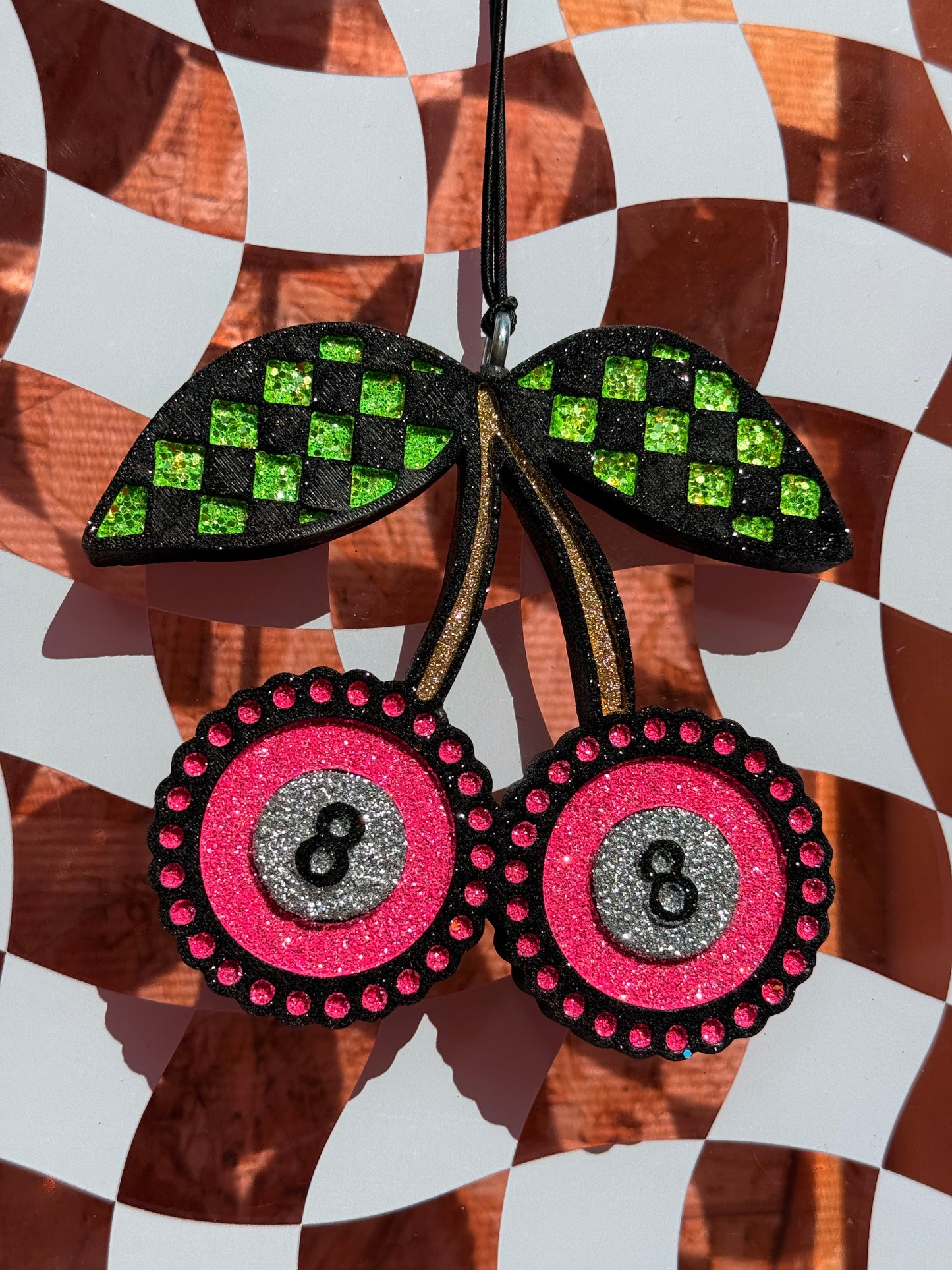 Eightball Checkered Cherries Freshie