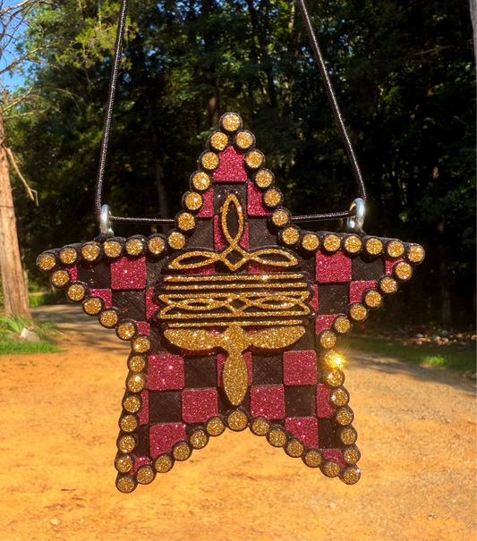 Checkered Star with Boot Stitch Freshie ~MTO