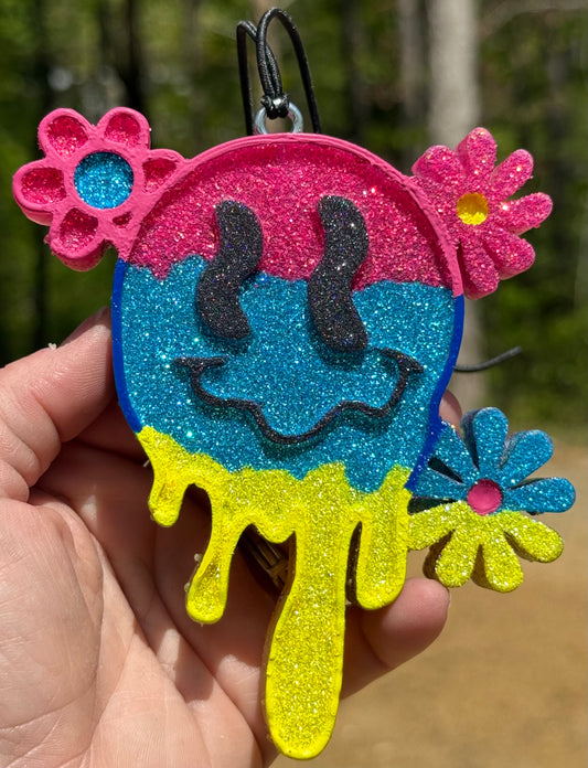 Drippy Smile Face with Flowers Freshie~MTO